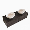 ENSEMBLE DE MEUBLE MONDIAZ LUSH - 120cm - 2 tiroirs - lavabo BARCO - 2 lavabos - 2 trous de robinet - marron foncé SW409600