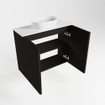 Mondiaz Fowy Meuble de toilette - 60x50x23cm - mat urbain - 0 trous de robinet - lavabo centré - 2 portes - solid surface - plan MDF - lavabo : blanc SW760865