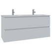Saniclass Chaci Ensemble meuble de salle de bains - 120x46x55cm - lavabo en céramique blanc - 2 vasques ovales - 2 trous de robinetterie - 2 tiroirs - blanc mat SW721287