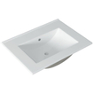 Adema Chaci Ensemble salle de bain - 80x46x55cm - 1 vasque en céramique blanche - sans trous de robinet - 2 tiroirs - miroir rectangulaire - cannelle SW816544