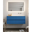 ENSEMBLE DE MEUBLE MONDIAZ VICA - 120cm - 4 tiroirs - lavabo Cloud à droite - 0 trous de robinet - solid surface jeans SW410934