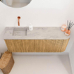 Mondiaz JOYA-DLUX 101.6cm toiletmeubel - ronding rechts kleur Oak - Wastafel FAYE positie Links Zonder kraangat kleur Glace. SW1422011