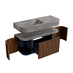 MONDIAZ THOR-DLUX 110cm badmeubel ronding links + rechts kleur Walnut met 1 lade en 2 deuren. Vrijhangende wastafel CLOUD Links 1 kraangat kleur Oza. SW1462984