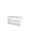 Proline elegant ensemble de meubles de salle de bain 100x46x54cm meuble symétrique blanc mat avec 1 trou pour robinet polystone blanc mat SW349919
