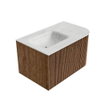 MONDIAZ KURVE-DLUX 75cm Meuble salle de bain avec module 25 D - couleur Walnut - 1 tiroir - 1 porte - vasque GRUNNE gauche - 1 trou de robinet - couleur Opalo SW1137616