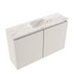 MONDIAZ TURE-DLUX Meuble toilette - 80cm - Linen - EDEN - vasque Frappe - position centrale - sans trou de robinet SW1102824