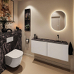 MONDIAZ TURE-DLUX Meuble toilette - 120cm - Linen - EDEN - vasque Lava - position droite - sans trou de robinet SW1103909