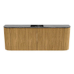 Mondiaz JOYA-DLUX 113.2cm toiletmeubel - ronding links en rechts kleur Oak - Wastafel FAYE positie Midden 1 kraangat kleur Lava. SW1422109