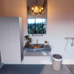 Mondiaz ALAN-DLUX Ensemble de meuble - 90cm - meuble Cale mat - 1 tiroir - Lavabo Cloud Lava suspendu - vasque Centre - 1 trou de robinet SW808064