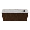 Mondiaz JOYA-DLUX 100cm toiletmeubel - kleur Walnut - Wastafel FAYE positie Rechts Zonder kraangat kleur Glace. SW1422392
