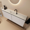 MONDIAZ TURE-DLUX Meuble toilette - 120cm - Linen - EDEN - vasque Opalo - position centrale - 1 trou de robinet SW1104413