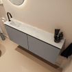 MONDIAZ TURE-DLUX Meuble toilette - 120cm - Smoke - EDEN - vasque Opalo - position gauche - 1 trou de robinet SW1104585