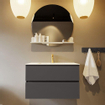 Mondiaz VICA-DLUX Ensemble de meuble de salle de bain - 80cm - meuble sous-vasque gris foncé - 2 tiroirs - lavabo encastré nuage milieu - 1 trou de robinet - version haute de 60cm - opalo SW1087841