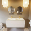 MONDIAZ VICA-DLUX Ensemble meuble de salle de bains - 120cm - meuble bas talc - 2 tiroirs - lavabo encastré cloud double - 2 trous de robinet - version haute 60cm - opalo SW1088476
