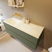 Mondiaz VICA-DLUX ensemble de meuble de salle de bain - 130cm - meuble sous-vasque armée - 4 tiroirs - lavabo encastré nuage gauche - sans trous de robinet - version haute de 60cm - ostra SW1087106