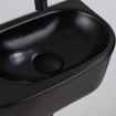 QeramiQ Fuente Ensemble de Lavabo - 40x21.5x12cm - lisse - demi-rond - céramique - ensemble de robinet noir mat - bouchon de vidange - siphon abaissé - noir mat SW1233084