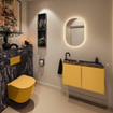MONDIAZ TURE-DLUX Meuble toilette - 80cm - Ocher - EDEN - vasque Lava - position gauche - 1 trou de robinet SW1103895