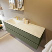 Mondiaz VICA-DLUX ensemble de meuble de salle de bain - 150cm - meuble sous-vasque armée - 2 tiroirs - lavabo encastré nuage gauche - 1 trou de robinet - version haute de 60cm - opalo SW1086526