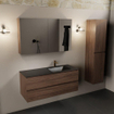 Mondiaz Aivy ensemble de meuble de salle de bains - 120x45x50cm - 1 trou de robinet - 1 vasque urbaine Solid surface - Droite - 2 tiroirs - Avec armoire de toilette - Mélamine Mocha SW892199