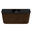 Mondiaz JOYA 83.2cm toiletmeubel - ronding links en rechts kleur Walnut - Wastafel FAYE positie Midden 1 kraangat kleur Urban. SW1421364