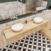 Mondiaz LUSH Meuble salle de bains avec 2 tiriors lavabo BARCO 180x30x45cm double sans trou de robinet Washed oak SW409557