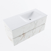 Mondiaz VICA ensemble de meuble de salle de bain - 100cm - meuble sous-vasque carrara - 2 tiroirs - lavabo cloud droite - 1 trou de robinet - version haute de 60cm - talc SW1084921