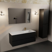 Mondiaz Aivy ensemble meuble de salle de bain - 120x45x50cm - 1 trou de robinet - 1 vasque talc Solid surface - Droite - 2 tiroirs - Avec miroir - MDF Urban SW892422