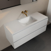 Mondiaz AIVY Ensemble de meuble - 120x45x50cm - 0 trous de robinet - 1 vasque talc Solid surface - Centre - 2 tiroirs - sans miroir - MDF Talc SW892384