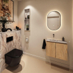 MONDIAZ TURE-DLUX Meuble toilette - 60cm - Washed Oak - EDEN - vasque Glace - position gauche - sans trou de robinet SW1103623