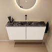 MONDIAZ TURE-DLUX Meuble toilette - 100cm - Talc - EDEN - vasque Lava - position centrale - sans trou de robinet SW1103633