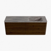 Mondiaz CIRO-DLUX Badkamermeubelset - 140x45x50cm - Solid surface wastafel Oza - 1 wasbak Rechts - zonder kraangaten - 4 lades - Walnut SW1530660