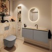 MONDIAZ TURE-DLUX Meuble toilette - 120cm - Smoke - EDEN - vasque Frappe - position centrale - 1 trou de robinet SW1103064