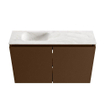 MONDIAZ TURE-DLUX Meuble toilette - 80cm - Rust - EDEN - vasque Ostra - position gauche - sans trou de robinet SW1105040