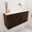 Mondiaz JOYA 80cm meuble de salle de bains - couleur Walnut - Vasque FAYE position Droite Sans trou de robinet couleur Talc. SW1421244