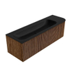 MONDIAZ KURVE 145cm Meuble salle de bain avec module 25 D - couleur Walnut - 1 tiroir - 1 porte - vasque BIG LARGE gauche - 1 trou de robinet - Urban SW1138479