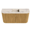 Mondiaz JOYA-DLUX 83.2cm meuble de toilette - arrondi gauche et droite couleur Chêne - Vasque FAYE position Milieu Sans trou de robinet couleur Nata SW1424055