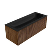 MONDIAZ KURVE 120cm Meuble salle de bain - couleur Walnut - 1 tiroir - vasque BIG LARGE centre - 1 trou de robinet - Urban SW1138485