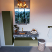 Mondiaz ALAN-DLUX Ensemble de meuble - 110cm - meuble Army mat - 1 tiroir - Lavabo Cloud Lava suspendu - vasque Gauche - 1 trou de robinet SW808365