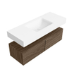MONDIAZ ALAN Ensemble meuble de salle de bains - 120cm - meuble bas Mocha - 2 tiroirs - Vasque suspendue CLOUD - centre - 1 trou de robinet - Talc SW1194651