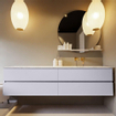 MONDIAZ VICA-DLUX Ensemble meuble de salle de bains - 200cm - meuble bas Cale - 4 tiroirs - lavabo encastré Cloud à droite - sans trous de robinet - version hauteur 60cm - Glace SW1088359