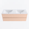 MONDIAZ VICA Ensemble meuble de salle de bains - 130cm - meuble sous-vasque rosee - 2 tiroirs - lavabo cloud double - 2 trous de robinet - version haute 60cm - talc SW1083503