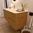 Mondiaz CIRO-DLUX Badkamermeubelset - 120x45x50cm - Solid surface wastafel Opalo - 1 wasbak Links - 1 kraangat - 2 lades - Oak SW1531023