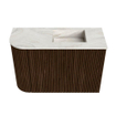 Mondiaz JOYA-DLUX 61.6cm toiletmeubel - ronding links kleur Walnut - Wastafel FAYE positie Rechts 1 kraangat kleur Ostra. SW1422632