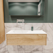 MONDIAZ LUSH Ensemble de meuble salle de bain - 100cm - 1 tiroir - lavabo cloud - lavabo à gauche - 0 trous de robinet - chêne blanchi SW409330