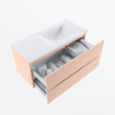 MONDIAZ VICA Ensemble meuble de salle de bains - 100cm - sous-meuble rosee - 2 tiroirs - lavabo cloud à droite - sans trous de robinet - version haute 60cm - talc SW1083288
