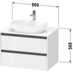Duravit Ketho 2 meuble sous-lavabo avec console avec 2 tiroirs 80x55x56,8cm avec poignées anthracite blanc super mat SW772245