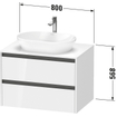 Duravit ketho 2 meuble sous lavabo avec plaque console et 2 tiroirs 80x55x56.8cm avec poignées anthracite basalte mat SW772202