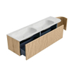 MONDIAZ KURVE-DLUX 165cm Meuble salle de bain avec module 25 D - couleur Oak - 2 tiroirs - 1 porte - vasque STOR SMALL double / gauche - 2 trous de robinet - couleur Opalo SW1137592