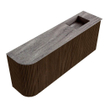 Mondiaz JOYA-DLUX Meuble de toilette 101,6cm - arrondi gauche couleur Noyer - Vasque FAYE position Droite Sans trou de robinet couleur Oza SW1424607