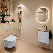MONDIAZ TURE-DLUX Meuble de toilettes 40 cm Clay. EDEN lavabo Frappe position gauche. Avec 1 trou de robinet. SW1102676